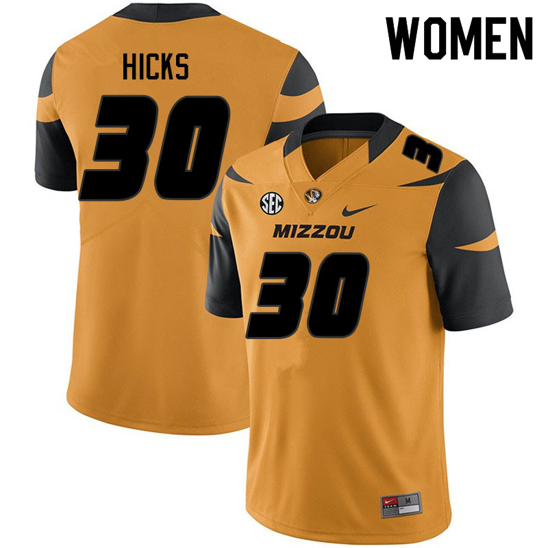 Women #30 Chuck Hicks Missouri Tigers College Football Jerseys Sale-Yellow - Click Image to Close